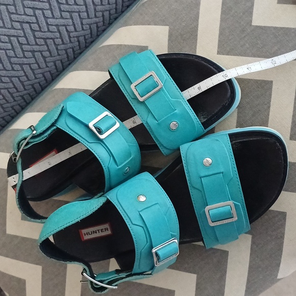 🔥🔥Hunter original Tiffany blue Turquoise platform sandals 10 10.5 - Picture 3 of 15